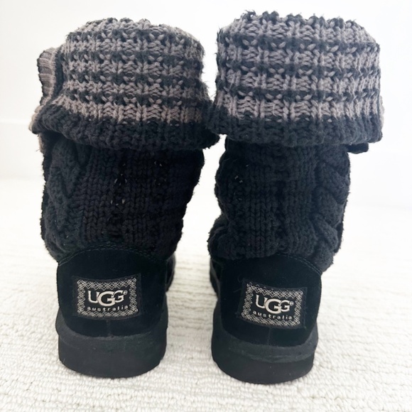 Ugg | Leland Cable Knit Fold Over Boots Y2K | Black | 6 - Picture 4 of 12